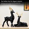 Home Decoration Items For Living Room, Pair Of Deer Resin Figurines, Black