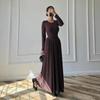 Elegantes A-Linien-Französisches Kleid für Damen, Herbst 2025, mit Rundhalsausschnitt, tailliert und langen Ärmeln