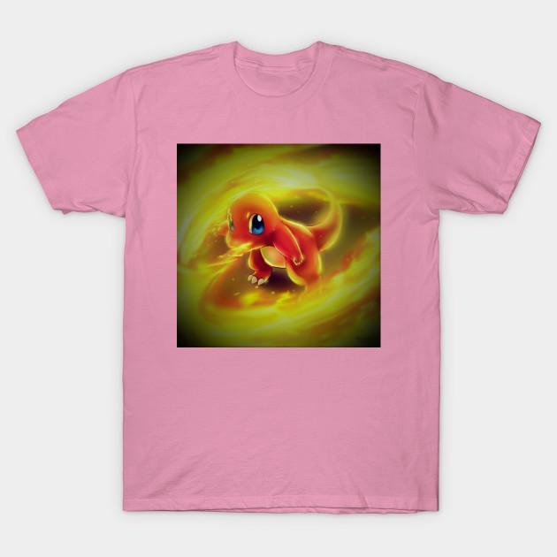 T-Shirt Damen Charamander Harajuku Print Kawaii T-Shirt Sommer Kurzarm Damen T-Shirt Top Tee