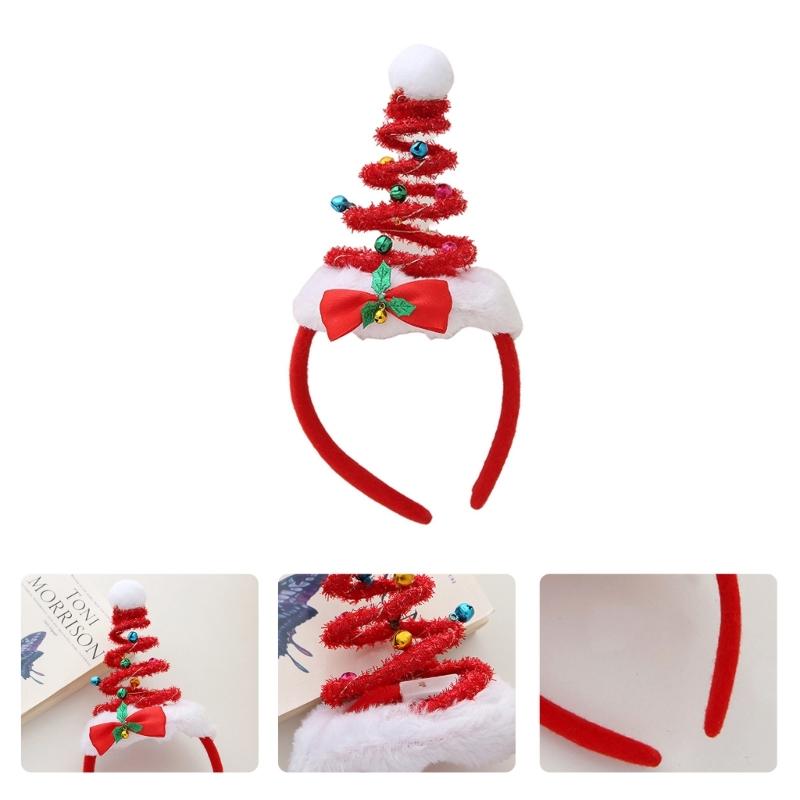 Fluffy Christmas Tree Spring Headband for Women Cartoon Christmas Headwear