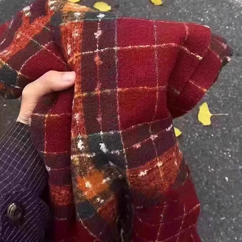 Nanjiren Women's Plaid Thickened Winter Scarf & Shawl