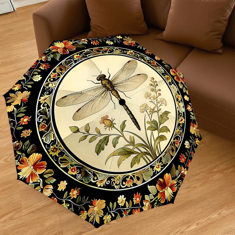 1PC Dragonfly Flowers Umbrella-8-Rib Reinforced, Automatic Open, Lightweight & Durable, Cute Fashion Accessory for Outdoor-W167