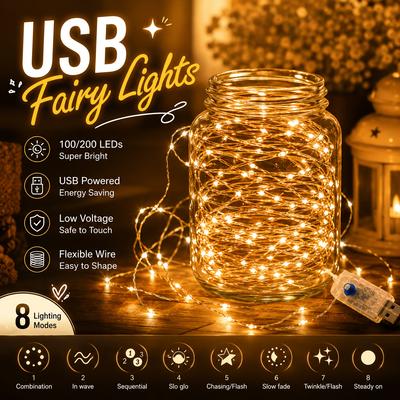 USB LED String Light Remote Control Copper Wire Lights RGB Fairy String Lamp Waterproof For Home Christmas Party Decor Holiday