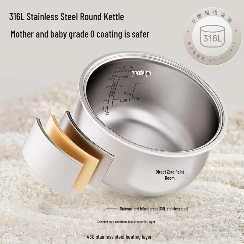 Midea 3L 316L Stainless Steel Non-Coating Rice Cooker CN Plug (adapter Included)