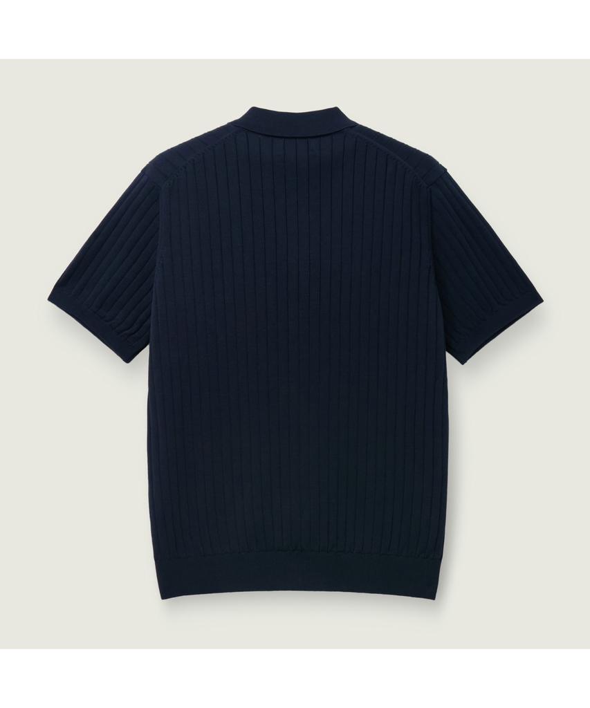 Kaembeulijimembeoseu [Movere X Roliat] Collaboration Collared Short Sleeve Full-Open Sweater Navy Mcwam26612Nav