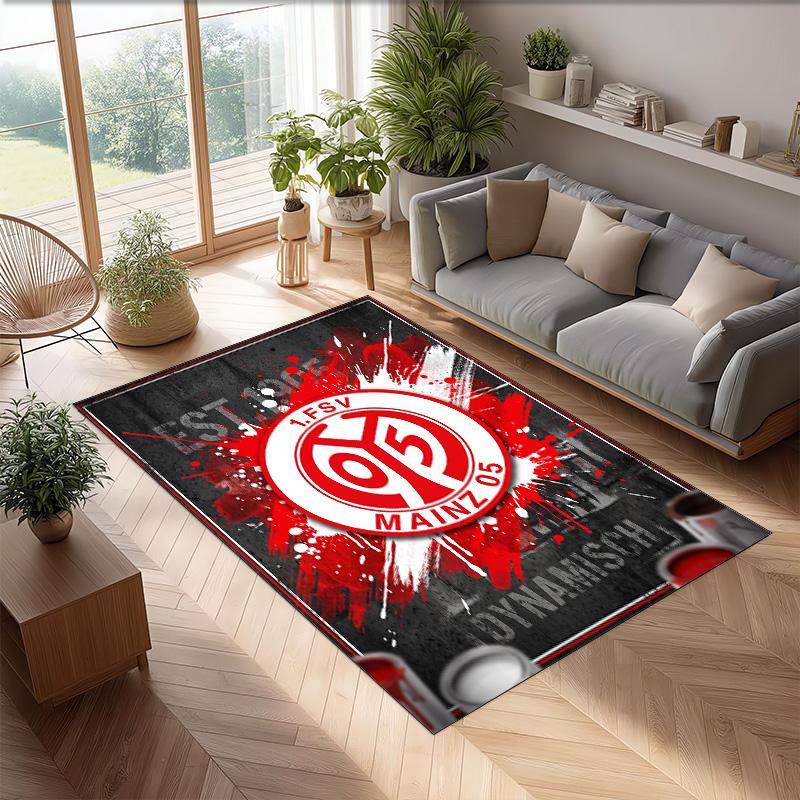 Mainz FC Soccer Football Pattern Soft Area Rug Non Slip Indoor Floor Carpet Sports Decor Mat for Bedroom
