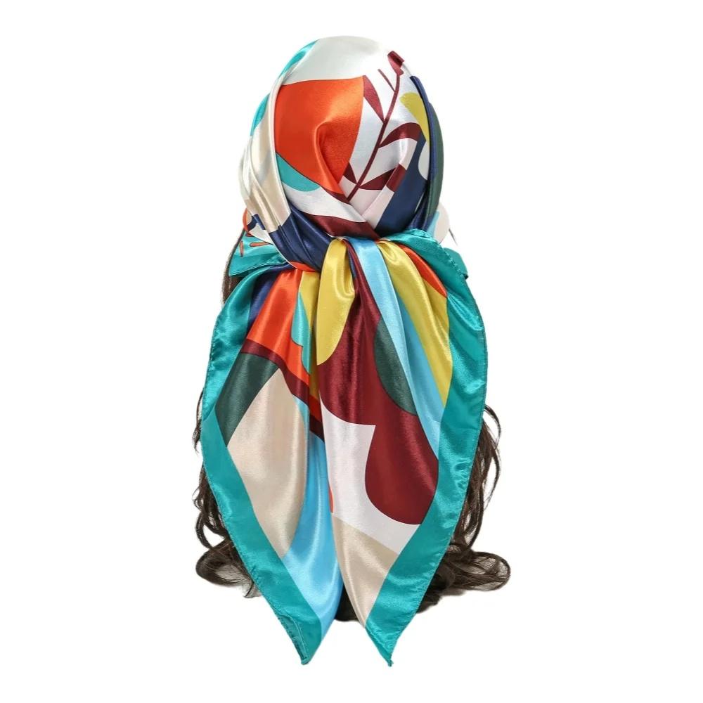 Luxury Fashion Print 70*70cm Square Scarf Women Soft Satin Hairband Neckerchief Tie Female Headband Foulard Bag Ribbon