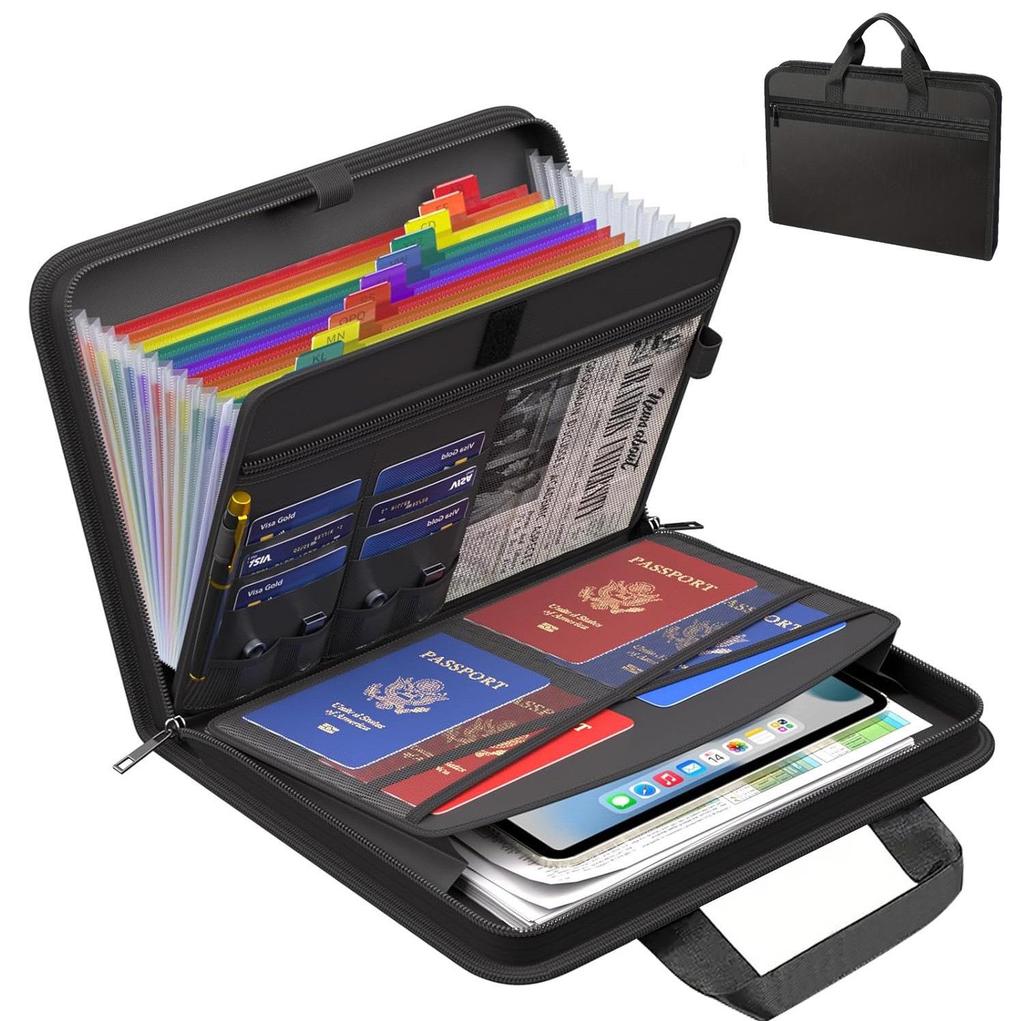 Fireproof Waterproof 13-Layer Expanding Accordion File Organizer Bag - Large Capacity