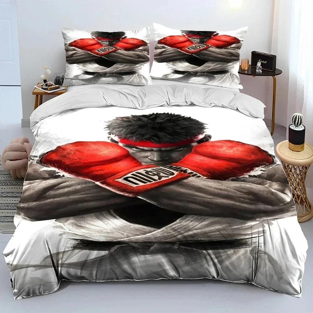 3D Print Street Fighter Retro Game Bedding Set Duvet Cover Bed Set Quilt Cover Pillowcase Comforter King Queen Size Boys Adult