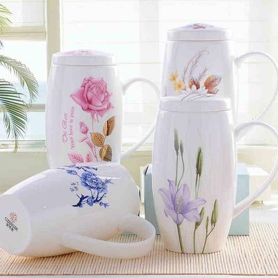 700ML, Bone China Big Coffee Mug, Ceramic Tumbler Tea Time, Large Mug Christmas Cup Gift, Porcelain Big Mug, Enamel Cup