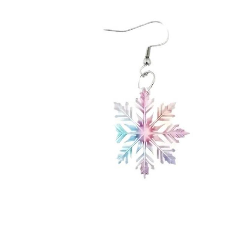 New Year's New Ice Cream Color Gradual Change Snowflake Acrylic Earrings 2025 Retro Literary Winter Atmosphere Earrings