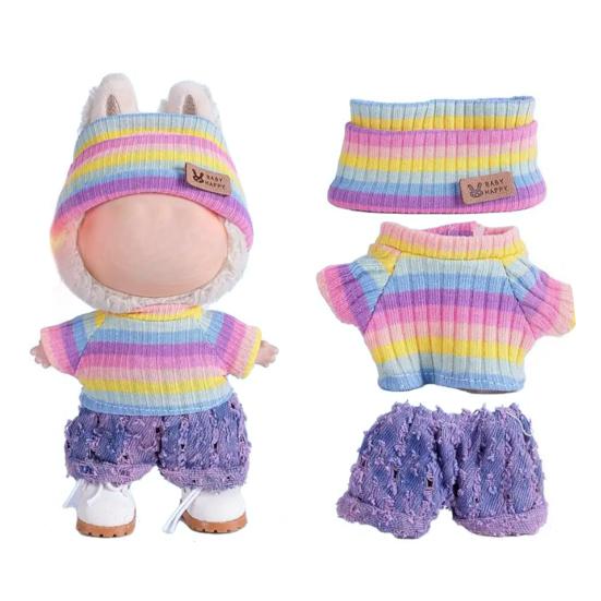 17cm Doll Clothes 3-Piece Hat Sweater Pants Sets Handmade Baby Doll Outfits Stylish Adorable Accessories for Doll Collectors