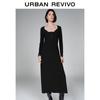 UR 2026 Spring Lace-Panel Button-Detail Slim Long Dress