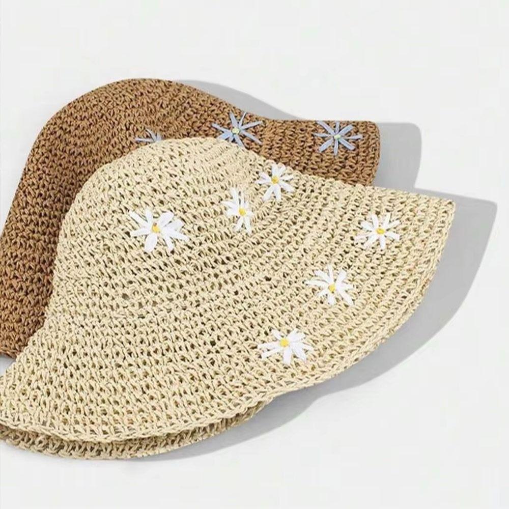 Summer Beach Sun Hat Straw Basin Hat Fashion Fisherman Cap  for Women