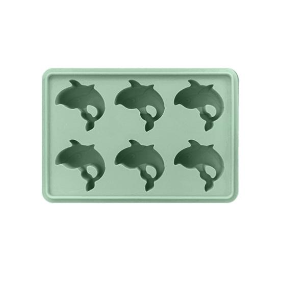 Silicone Ice Tray with Lid Dolphin-Shaped Ice Mold 6-Cavity BPA-Free Easy Release Ice Cube Maker for Cocktails