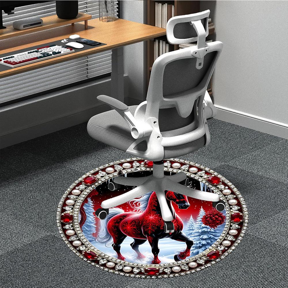 

1pc Winter Horse Chair Carpet for Office, Non-slip, Soft and Durable Office Rug for Interior Decoration, Perfect for Office yy260313056 80cm by 80cm