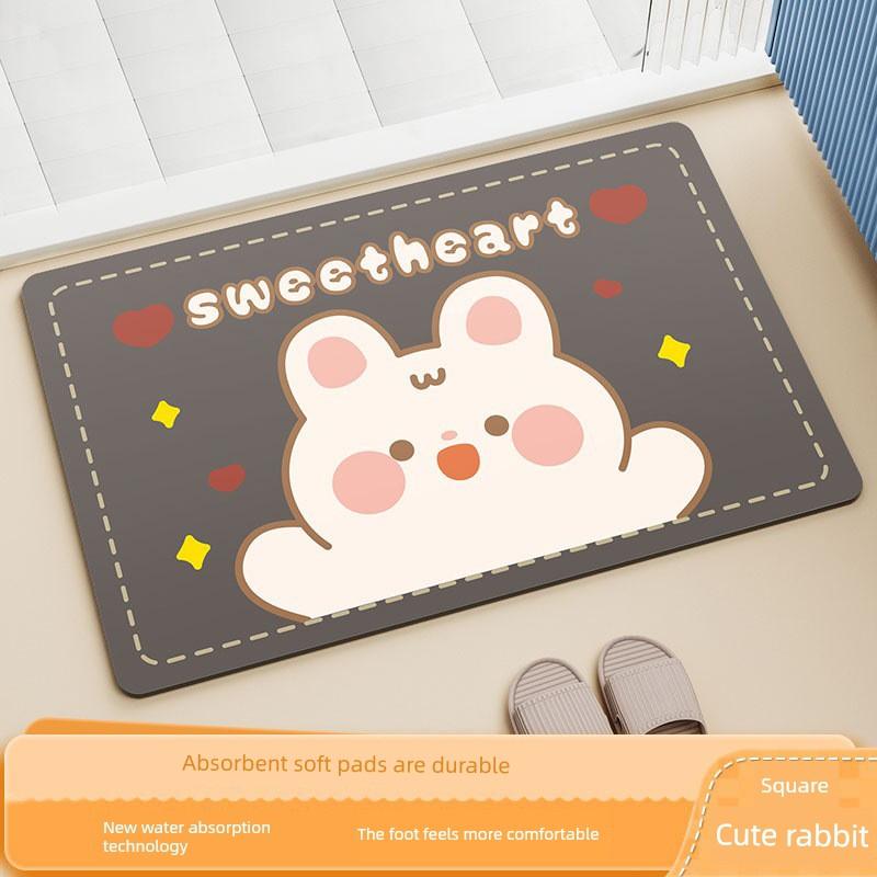 Bathroom Floor Mat Diatomaceous Earth Absorbent Soft Mat Non-Slip Foot Mat for Bathroom Entrance Quick-Drying Toilet Carpet for Home Use