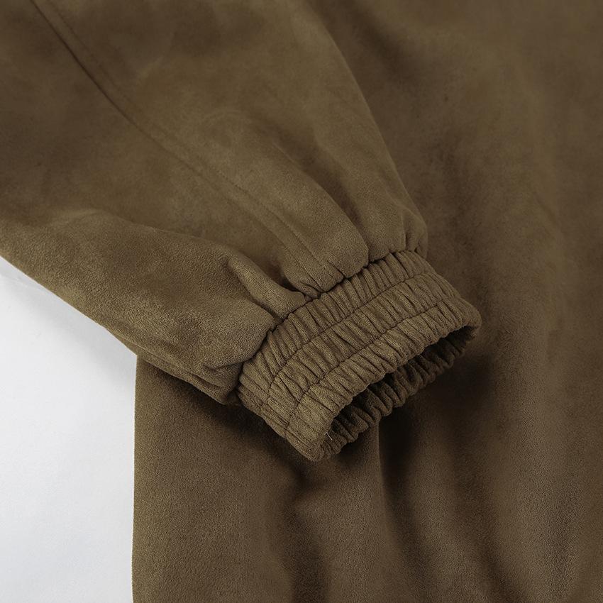 2025 Autumn/Winter Women's Retro Khaki Suede Jacket