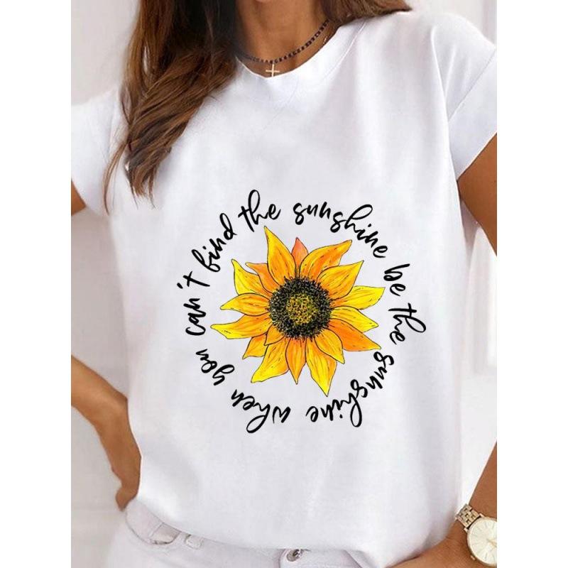 

Spring Summer Floral Heart Printed Loose Round Neck Pure Cotton Short Sleeved Top T-Shirts Women’s XXXL