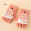 Kids' Winter Plush-Lined Half-Finger Knitted Gloves (2 Pairs)