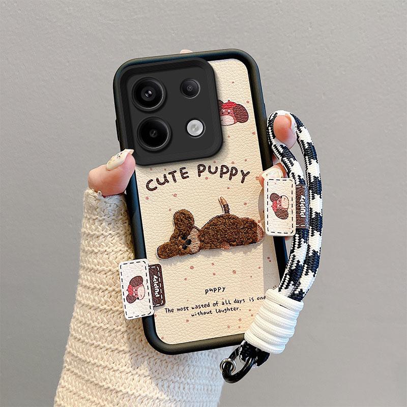 KEYSION Cartoon Niedlich Plüsch Stickerei Hülle für Xiaomi POCO X6 mit Lanyard Silikon Stoßfest Handyhülle für Redmi Note 13 Pro 5G