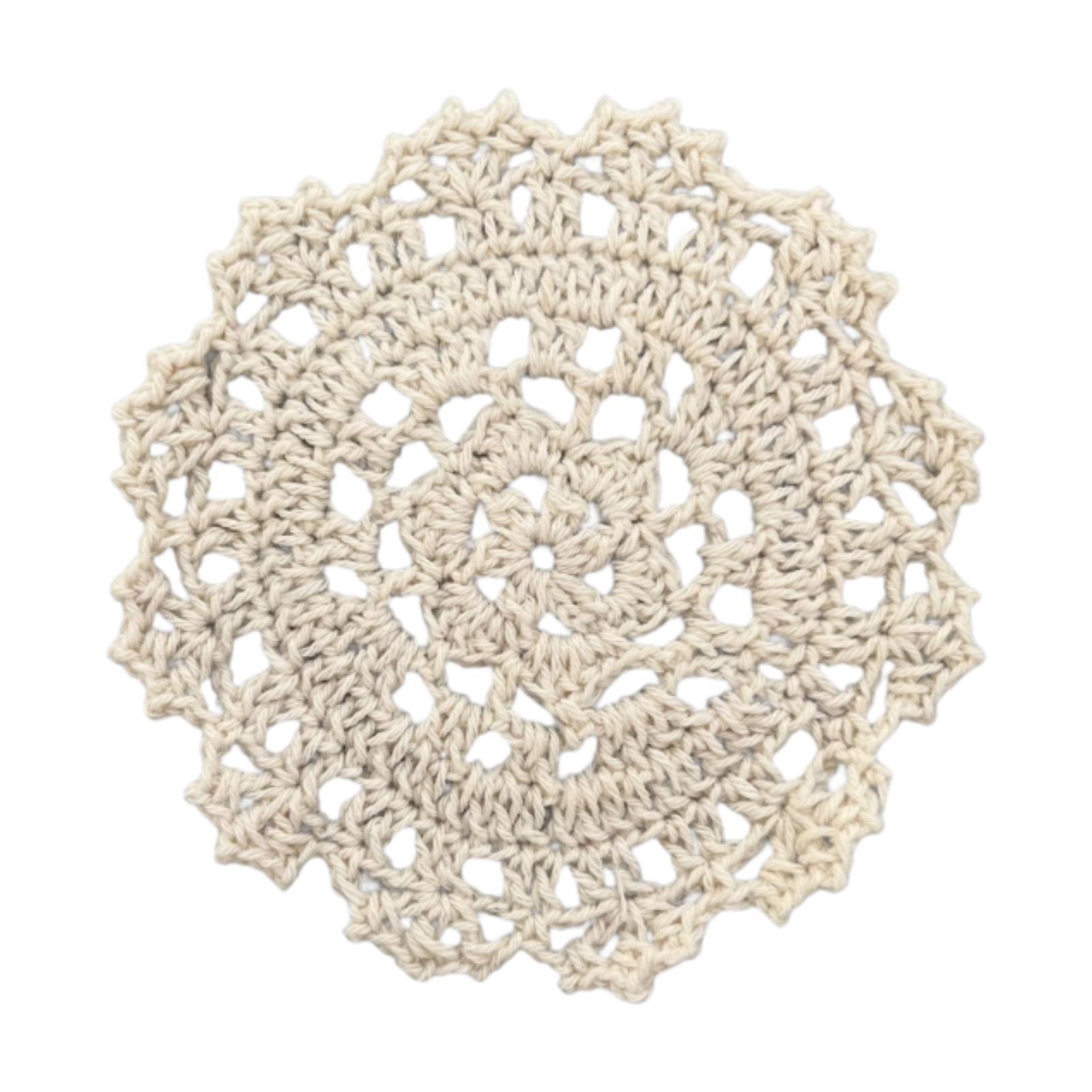 

5Pcs Flower Shaped Handmade Crochet Coasters Decors Nonslip Drink Coasters for Patio Hotel Coffee Table Kitchen Living Room бежевый