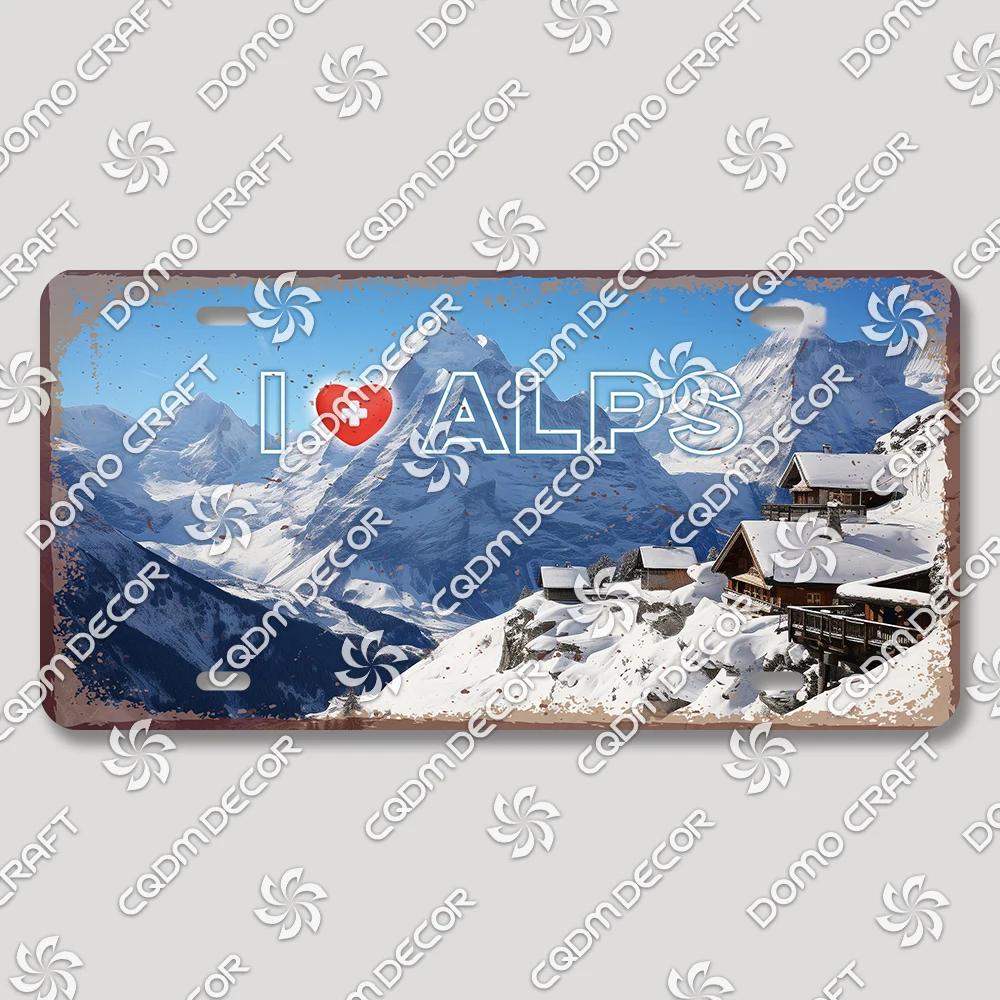 I Love Switzerland Poster License Plates Retro Alps Geneva Zurich Scenery Metal Tin Sign Cafe Living Room Home Wall Decor