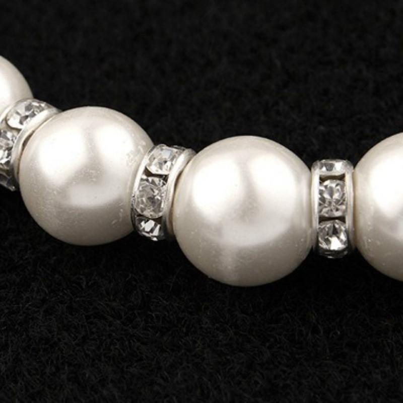 3 Pieces Pearl Necklace Earrings Bracelet Color:Silver  Sets Suit Bridal Temperament The First Act Accessory