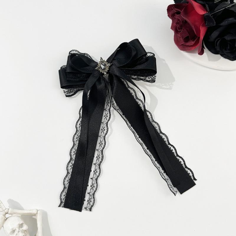 1Pcs Dark Lace Bow Hair Accessories Red Black Cross Love Hair Clip Gothic Lolita Headwear Accessories Butterfly Hair Clip