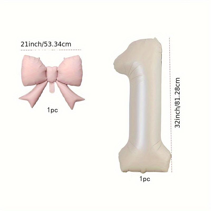 

2-piece set of cream colored digital pink bow aluminum foil balloons suitable for decorating outdoor party scenes for birthdays, Other&Other смарагдовий