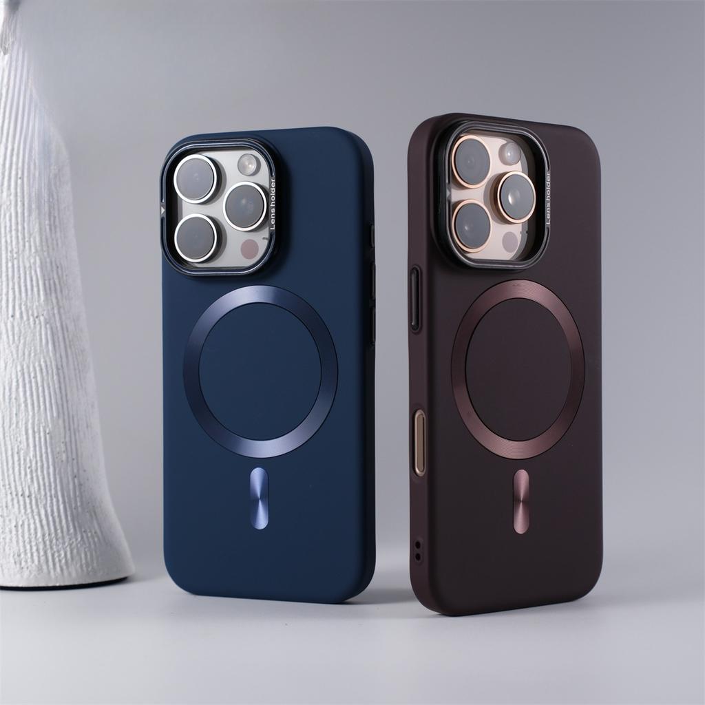 Applicable To Apple 17 Matte Skin Feeling Magnetic Suction Apple 16 Promax Lens Bracket Advanced Sense Anti Fall Mobile Phone Case 15