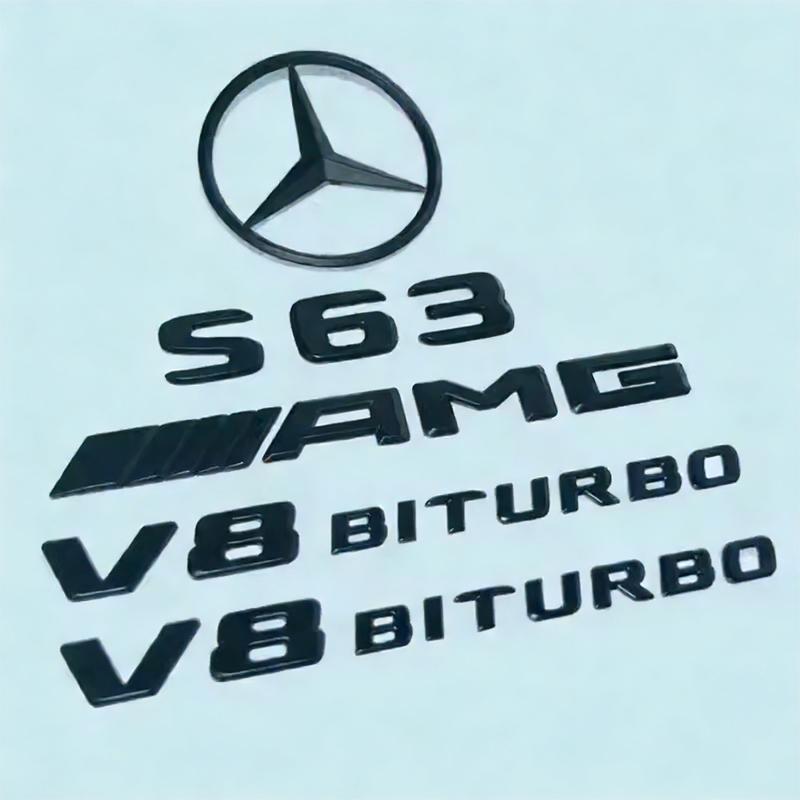 ABS Black S63 S65 Embelm Letters V8 BITURBO 4MATIC For Mercedes Benz W222 S63 S65 AMG Badge AMG Sticker Accessories FF1