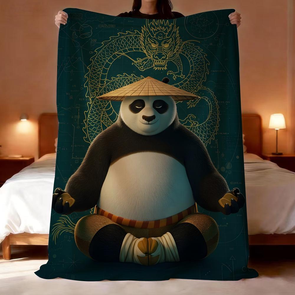 Kung Fu Panda Throw Lightweight 240g Flannel Blanket Soft Skin-friendly for Summer Cooling
