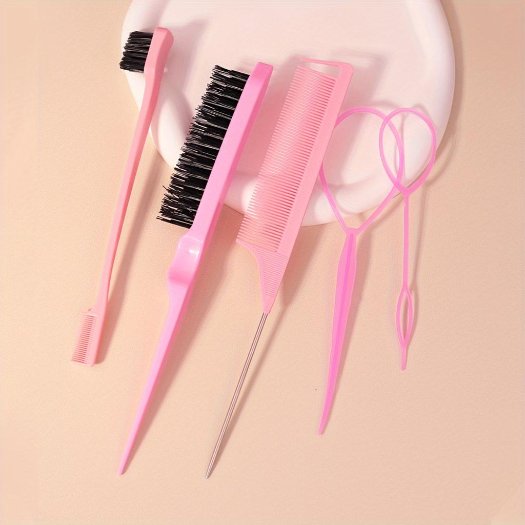 [Niezbędne akcesoria do stylizacji włosów w podróży] Zestaw narzędzi do samodzielnej stylizacji włosów, Zestaw szczotek do włosów i narzędzi do zaplatania, w tym grzebień do stylizacji włosów, grzebień ze szpikulcem, szczoteczka do krawędzi
