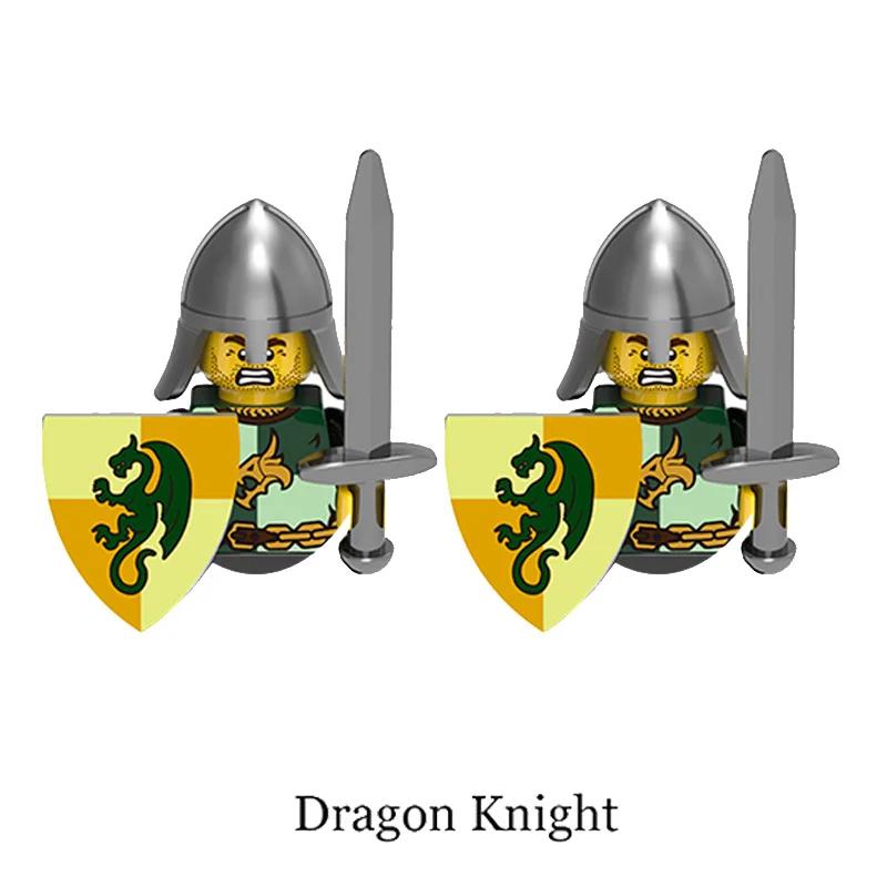 Medieval Knight Armored Troops Ancient Army Soldiers Mini Weapon Equipment Flag Model Building Blocks Kids Toys Birthday Gifts