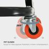 Workshop Stool, Rolling Machine Stool with 360 degrees Swivel, Padded Seat, Tool Tray, Red
