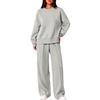 Women's Round Neck Long Sleeve Two Piece Set with Pants for Casual Wear