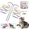 Double-sided rainbow gradual change color teasing cat stick cat toy long pole biting cat Internet celebrity pet toy teasing cat stick artifact
