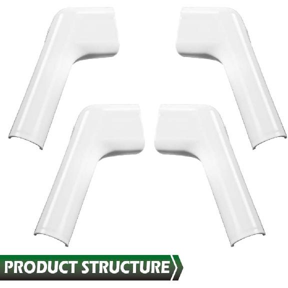 GRAND ORANGE RV Rain Gutter Spouts Long Version Left and Right 3 1/2" Long 4pcs White Gutter Spout