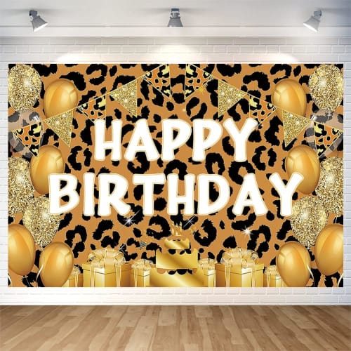 Leopard Print Birthday Tapestry, 180x120cm, Leopard Print, Birthday Backdrop, Photography Backdrop, Wall Decor, Party Decor, Instagrammable, Social Me