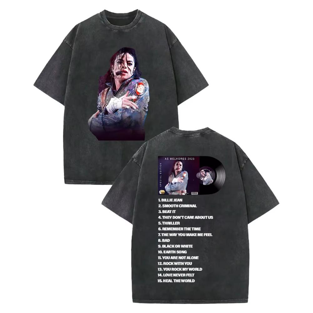 Rock Singer Michael Jackson Graphic T Shirts Mens Women High Quality Vintage Washed Tshirt Summer Casual Loose Cotton Tshirts