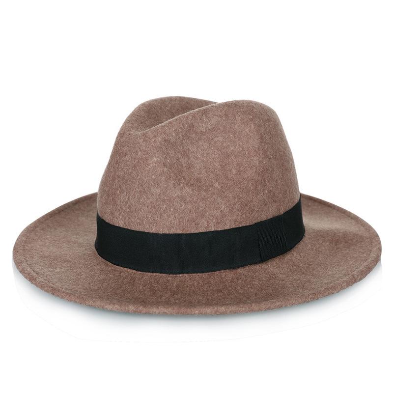 Zylinderhut aus Wolle mit großer Krempe und breiter Kante, Jazzhut, Cowboyhut, britischer Gentleman-Hut, Herbst und Winter, bequemer, modischer, warmer Filzhut