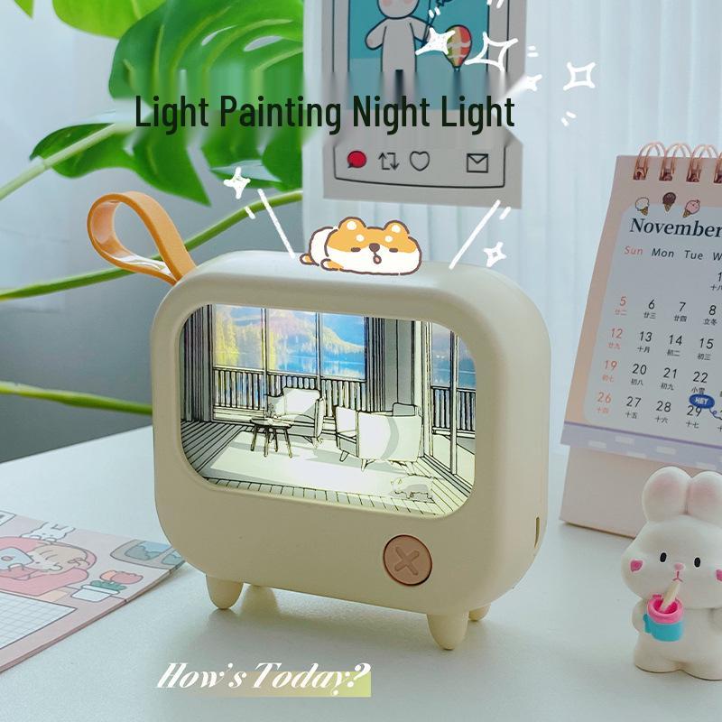 Adjustable USB Night Light Decoration: Creative Light Painting, Warm White Light, Perfect for TV Stands and Desks