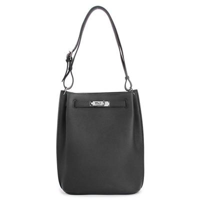 Bolsa Saco de Couro Genuíno Textura Togo Feminina Grande Capacidade Alça Larga Ajustável Vertical Ombro Transversal