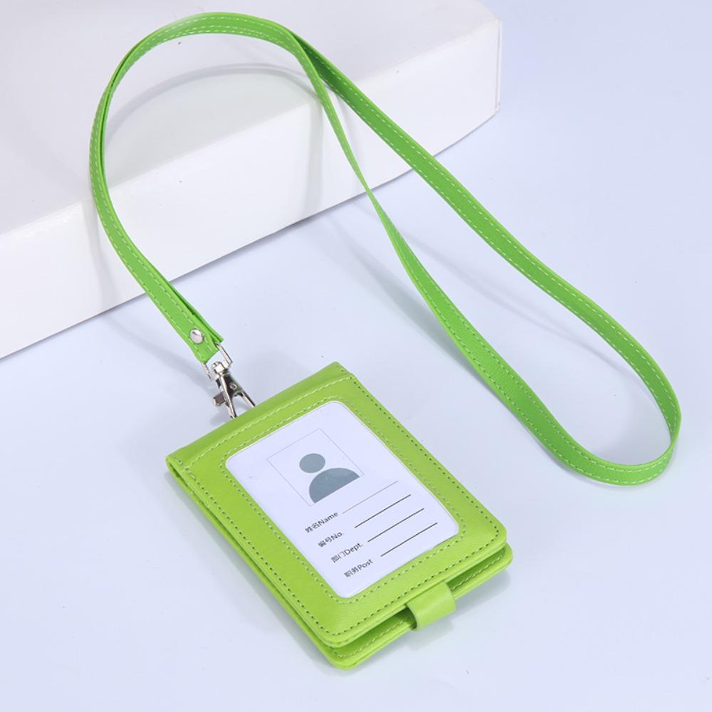 PU Leather Name Badge Holder With Lanyard ID Card Cover Work Card Holders  School Acsesories