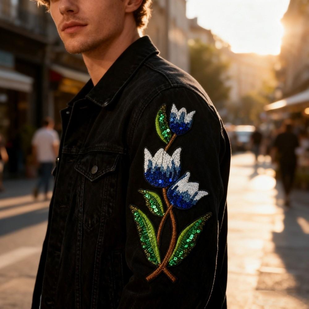 High Quality Large Size Flower Patch Shining Sequins Glitter Embroidery Iron on Patch Applique Patch For Clothes DIY Applique