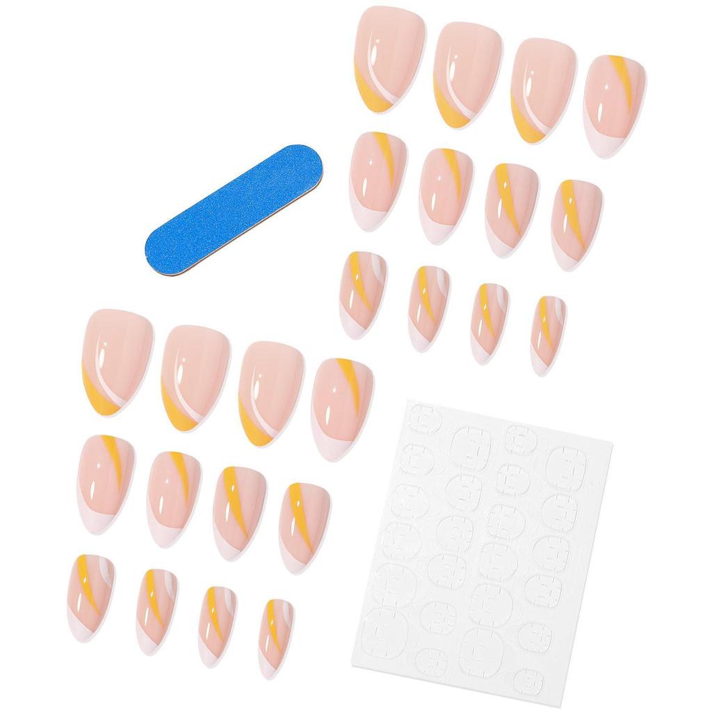 French False Nail White Orange Color Matching Wear Nail Art Finished Product Fake Nail Art Patch Nail Patch Nail Patch Nail Patch Nail Patch