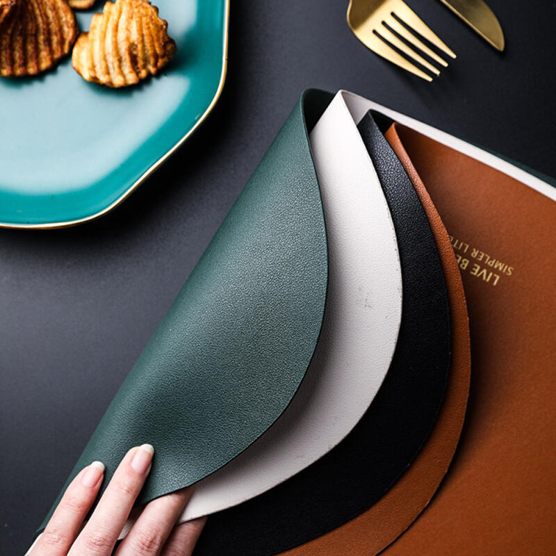 Moble Road PU Waterproof Table Placemat Tea Coaster 1 Set black