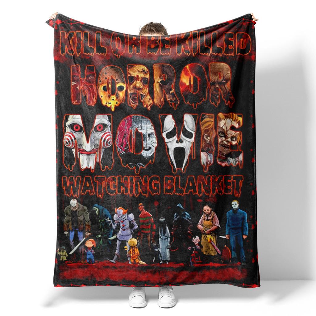 Horror Movie Watching Blanket Halloween Decorations Soft Home Warm Bedspreads