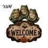 Entrance Door Ornament Halloween Wooden Welcome Sign, Spooky Skull Frog Crow Witch Hanger, Festive Holiday 2D Wall Hanging Sign for Home Party